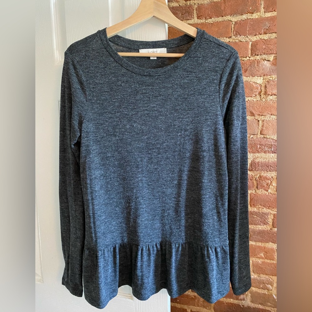 Loft Textured Long Sleeve Peplum Tee
